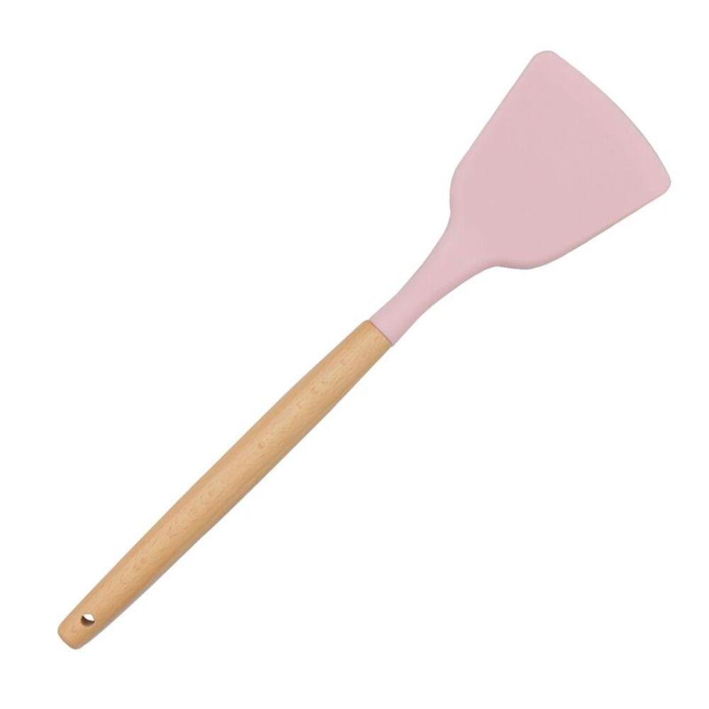 Silicone Turner Spatula Heat Resistant Non Stick for Baking and Mixing Pink